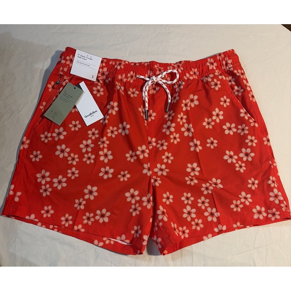 Goodfellow & Co. Swim Trunks in Red w/ Flowers - Men's L